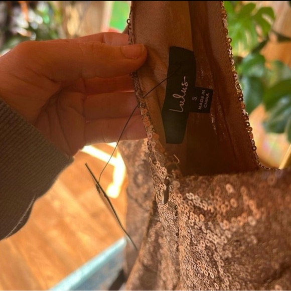 NWT Lulu’s Champagne Showers Matte Bronze Sequin Bodycon Dress, Size S - Picture 6 of 7